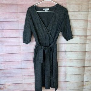 Liz Claiborne Gray Metallic Sweater Dress Large‎
